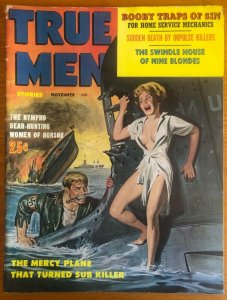 TRUE MEN Nov 1961  Nazi submarine . Men's adventure magazine pulp