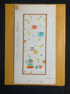 MOTHERS DAY Coffee Pot Cups Saucers & Flowers 6x11.5 Greeting Card Art #631