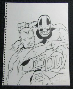 EXCALIBUR Captain Britain? w/ Hottie POW! Ink Sketch by Halewe 9x11.5 FN+ 6.5