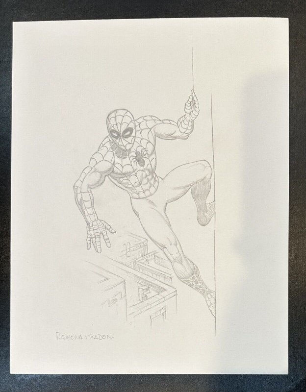 ORIGINAL RAMONA FRADON SPIDER-MAN COMIC ART SKETCH