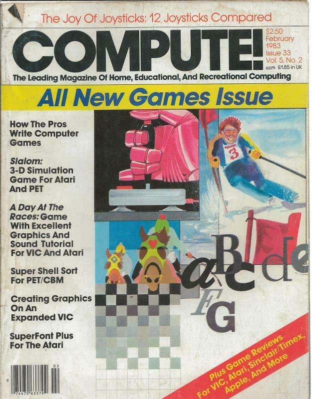 ORIGINAL Vintage Compute Magazine #33 Feb 1983 Atari Slalom