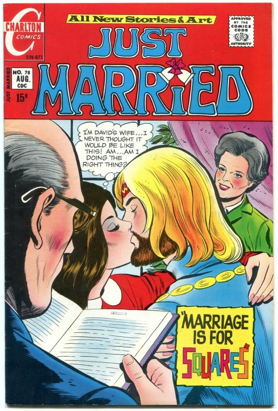 Just Married #78 1971- Charlton Romance- Hippie wedding cover VF