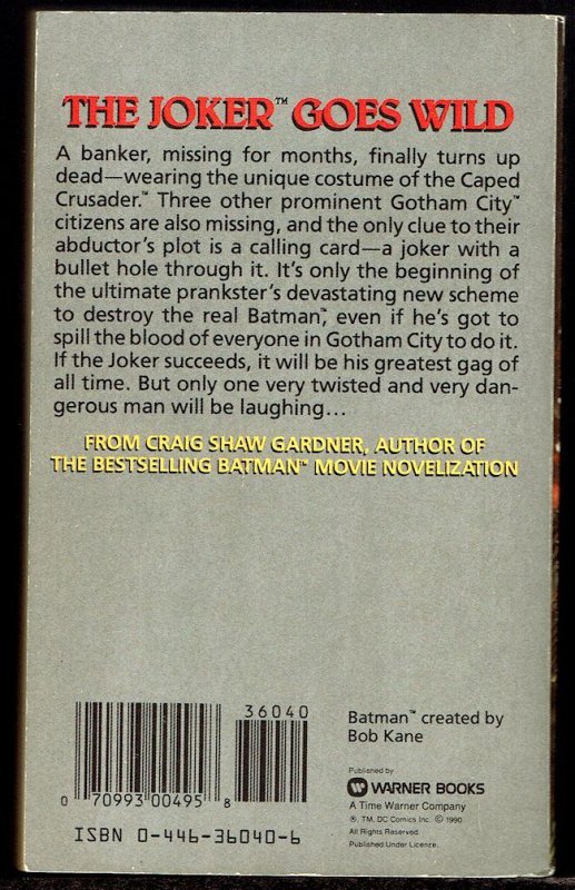 Gardner, Craig Shaw: The Batman Murders - Paperback 1st Print 1990