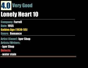 Lonely Heart 10 (1955) VG 4.0 Iger Shop Golden Age Farrell comic