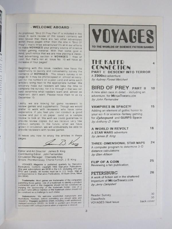 Voyages To the Worlds of Science Fiction Gaming #9 1989 Fanzine Editor- JB King