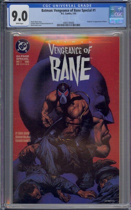 BATMAN VENGEANCE OF BANE SPECIAL #1 CGC 9.0 1ST BANE WHITE PAGES 