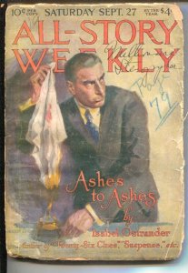 PULP:  All-Star Weekly 9/27/1919-Modest Stein-Isabel Ostrander-Max Brand-Hulb...