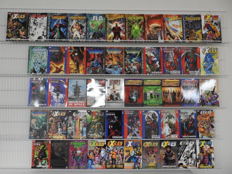 Huge Lot 51 TPB's W/ Spider-Man, Exiles, +More! Avg VF Condition!