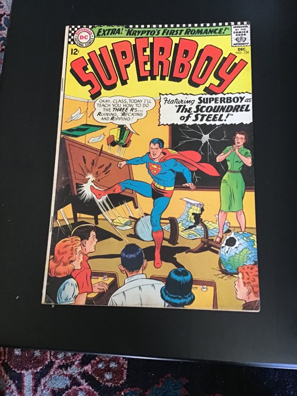 Superboy #134 (1966) Krypto’s 1st Love! Scoundrel of Steel! VF Wytheville CERT!