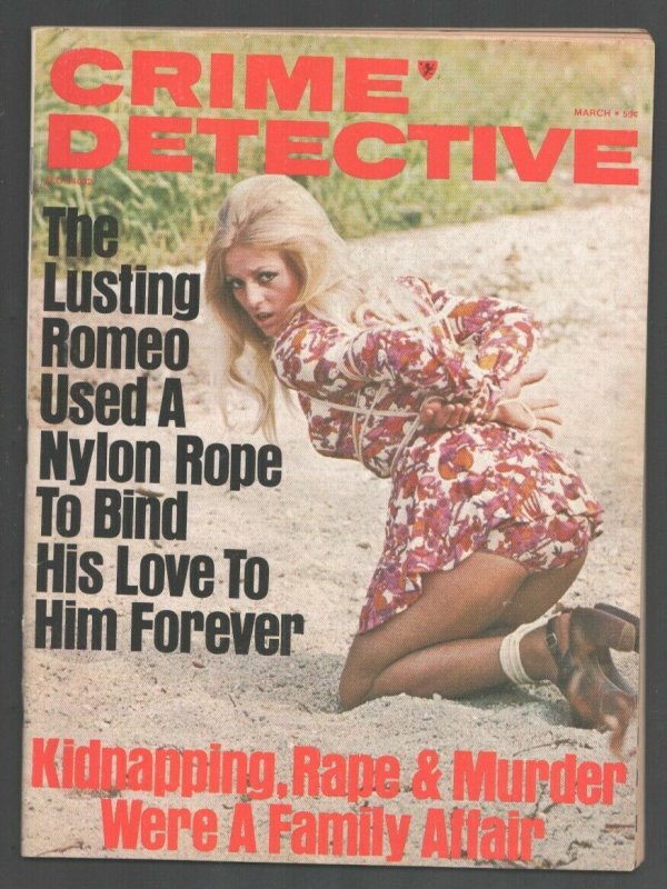 Crime Detective 3/1974-Spicy bondage photo cover-Violent crime-terror-exploit...