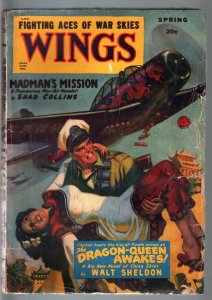 WINGS SPRING 1950 RARE PULP DRAGON PLANE GIRL CVR G