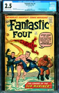 Fantastic Four #4 CGC Graded 2.5 1st Silver Age appearance of the Sub-Mariner