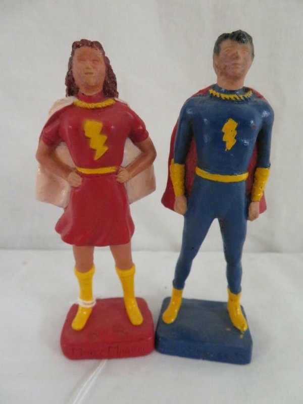 (1946) Mary Marvel & Captain Marvel Jr. Syroco 5" Figure Resin Statue