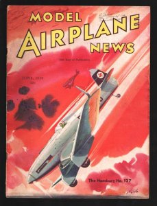 Model Airplane News 6/1939-Nazi fighter plane pulp style cover-Aviation stori...