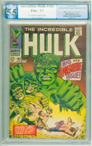 The Incredible Hulk #102 (1968) PGX 5.5! OWW Pages!