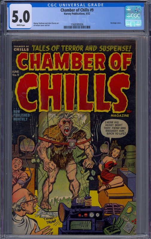 CHAMBER OF CHILLS #9 CGC 5.0 BONDAGE COVER AL AVISON WHITE PAGES