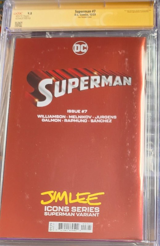 Superman #7 - Signed Jim Lee, Scott Williams, Alex Sinclair (CGC Sig 9.8) 2023