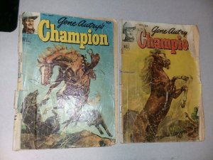 GENE AUTRY'S CHAMPION #4 & 5 GOLDEN AGE DELL comics 1952 WESTERN PAINTED COVER