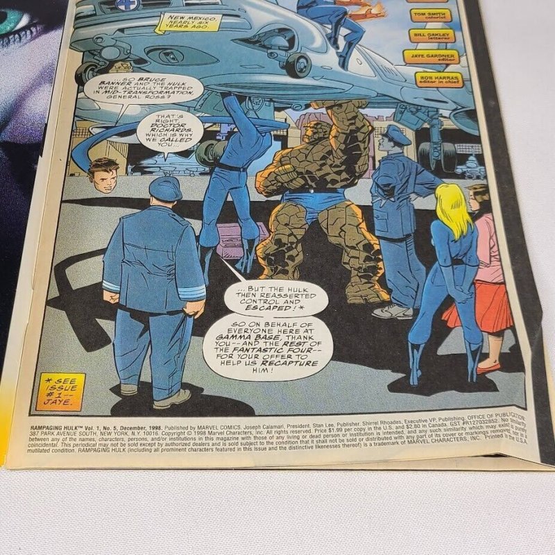 Rampaging Hulk 5 Marvel Comics 1998 VF Fantastic Four Appearance