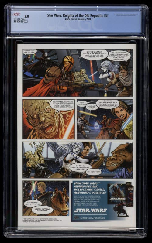 Star Wars: Knights of the Old Republic #31 CGC NM/M 9.8 1st Darth Malaak!