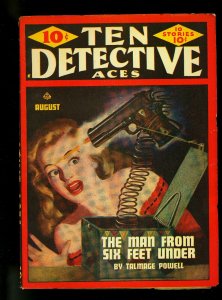 Ten Detective Aces August 1946- Irene Endris cover- Talmage Powell- VF