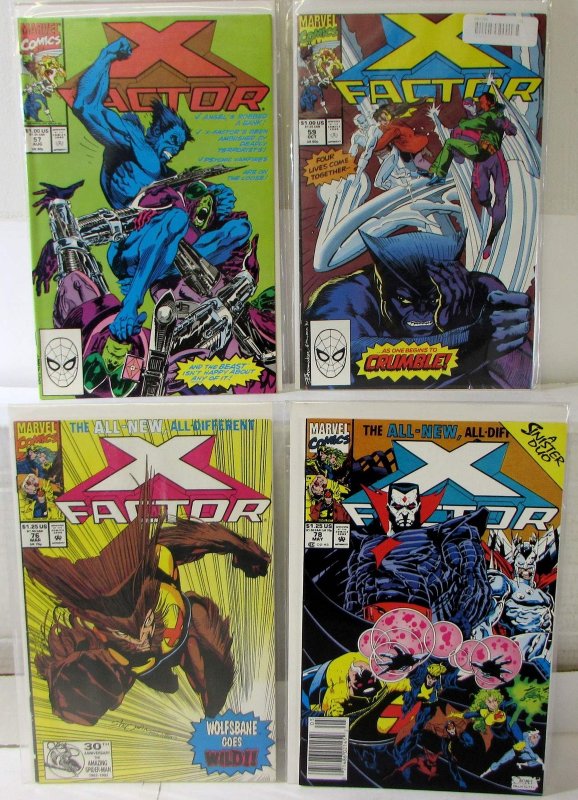 X-Factor Lot of 4 #57, 59, 76, 78 (1990) Marvel 8.5 Beast Iceman Angel Comics
