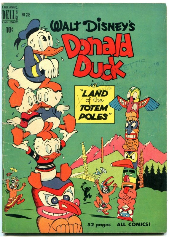 Donald Duck Land of the Totem Poles- Four Color Comics #263 1950-Carl Barks vg-