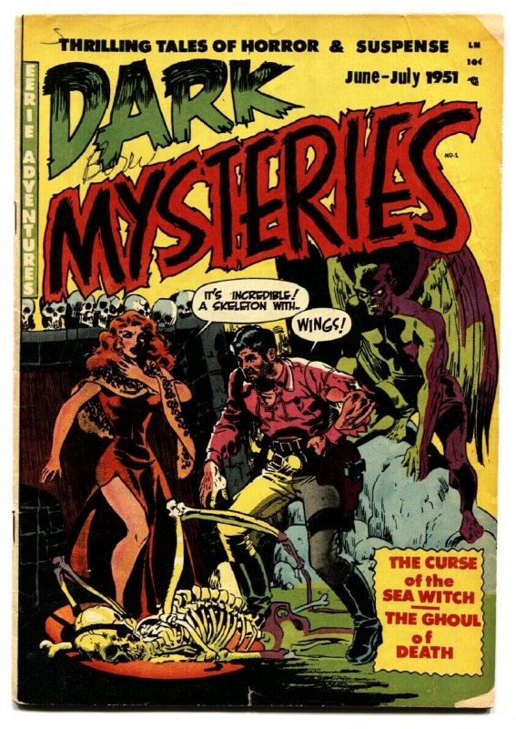 Dark Mysteries #1 1951-SKULL cover-First issue-Wally Wood