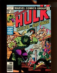 Incredible Hulk #217 -  Circus Of Lost Souls! (8.5/9.0) 1977