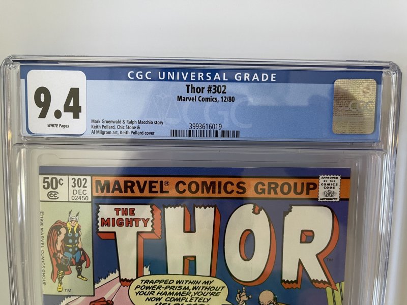 Thor #302 - CGC 9.4  NEWSSTAND  Gruenwald - Milgrom    (1980)