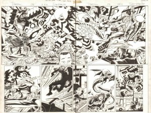 Deadpool #28 p3&4 - Deadpool and Shiklah vs Monsters DPS - 2014 by Scott Koblish