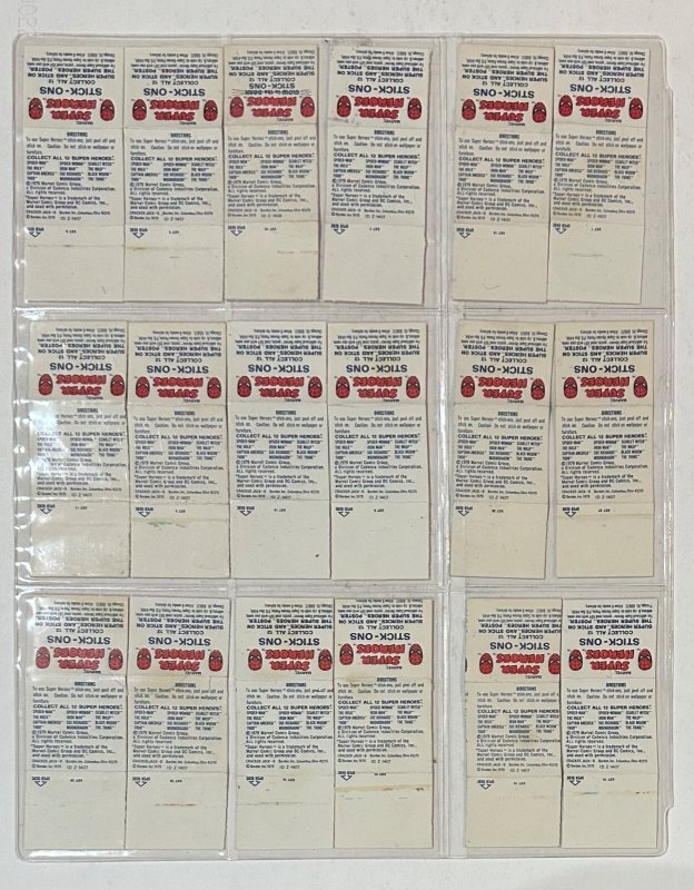 1979 VINTAGE MARVEL CRACKERJACK STICK-ONS! 18 DIFFERENT STICKERS! RARE!
