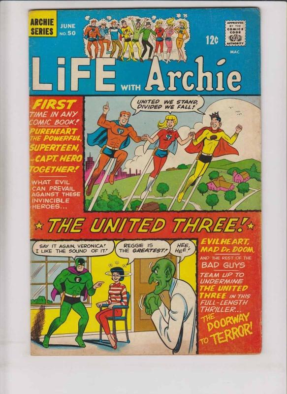 Life With Archie #50 FN- june 1966 - 1st appearance of UNITED THREE - pureheart