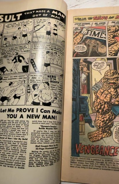 Marvel Two-in-One #1 (1974)vs the man-thing small 1 tear back cover
