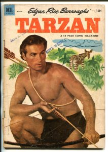 TARZAN #42-1953-DELL-BURROUGHS-MARSH-LEX BARKER PHOTO COVER-vg
