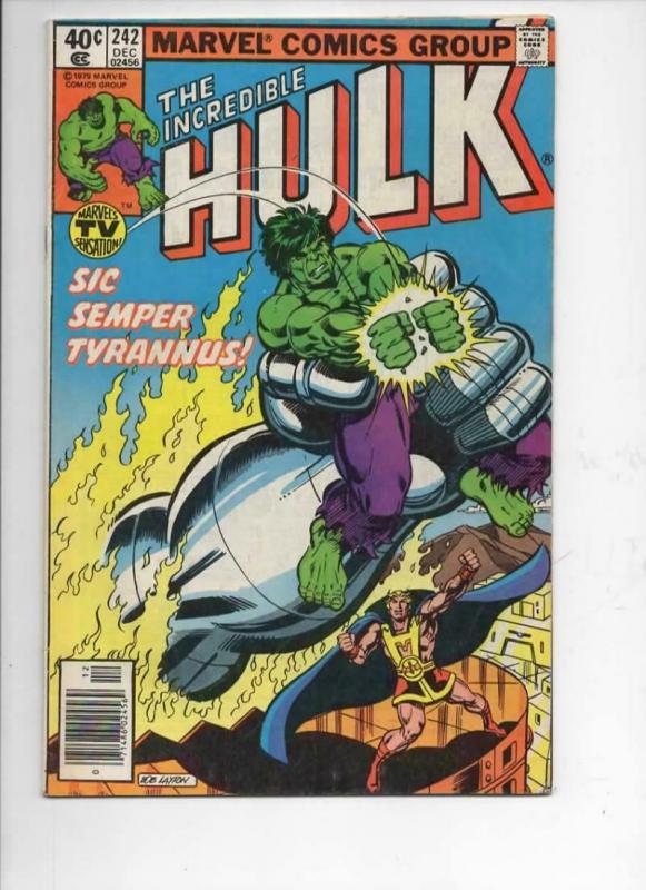 HULK #242, VG+, Incredible, Bruce Banner, Tyrannus, 1968 1979, Marvel