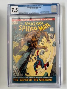 AMAZING SPIDER-MAN #110 CGC 7.5  1ST APPEARANCE GIBBON STAN LEE LAST ORIG (1972)