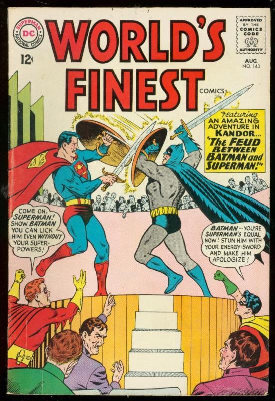 WORLDS FINEST #143 1962-DC COMICS-BATMAN-SUPERMAN-ROBIN VG/FN
