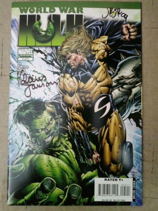 WORLD WAR HULK #5 (2008) SIGNED BY KLUAS JANSON & JOHN ROMITA JR (NO COA)