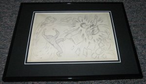 Carl Pfeufer 1942 Human Torch Framed Sketch Official Reproduction