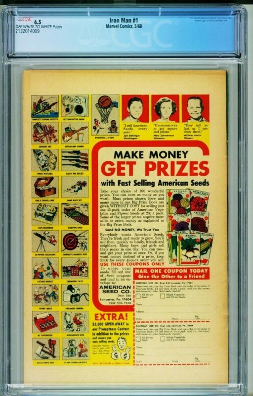 Iron Man #1 CGC 6.5 Marvel Comics Origin of Iron Man 2132014009