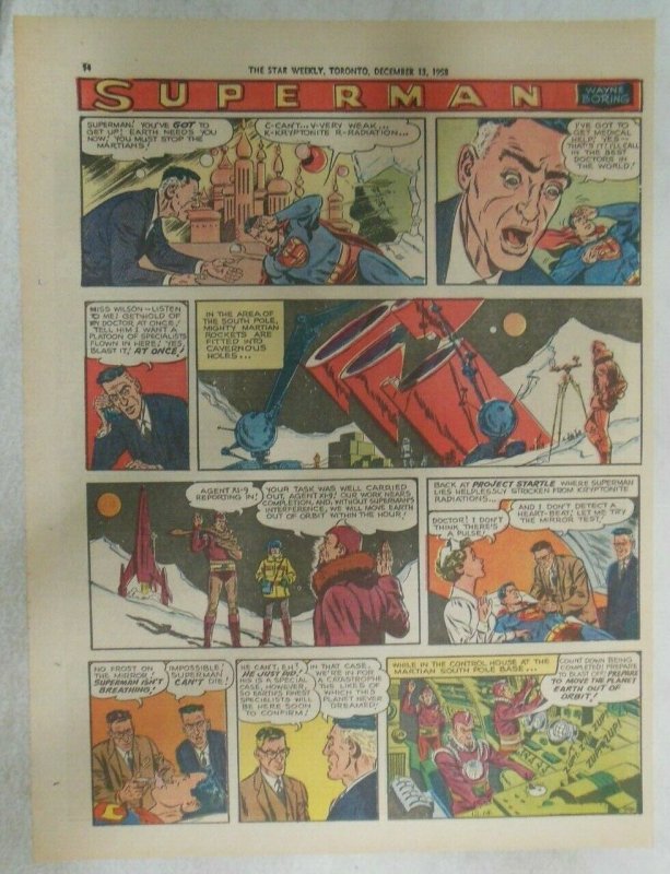 Superman Sunday Page #998 by Wayne Boring from 12/14/1958 Size ~11 x 15 inches