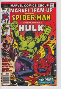 MARVEL TEAM-UP #53 (Jan 1977) VF 8.0, off white! Hulk, X-Men!