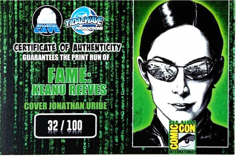 FAME: KEANU REEVES SDCC NEO and TRINITY SET SIGNED/REMARKED JONATHAN URIBE COA.