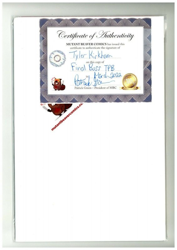 Final Boss #1 Jamie Tyndall Exclusive Cover signed by Tyler Kirkham with COA TPB