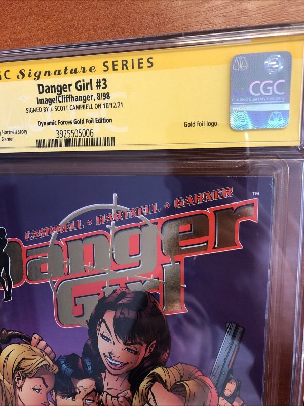 Danger Girl # 3 (CGC SS 9.6) Signed By J. Scott Campbell!!