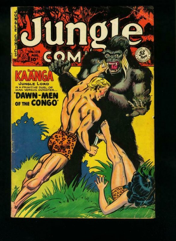 JUNGLE COMICS #128 1950-FICTION HOUSE-APE ATTACK-KAANGA-GOOD GIRL ART-   vg VG