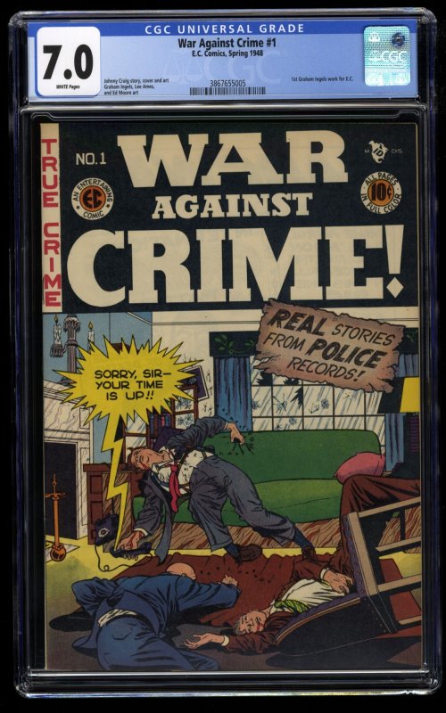War Against Crime #1 CGC FN/VF 7.0 White Pages 1st Graham Ingels Work at EC!