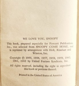 1970 We Love You, Snoopy Charles Schulz Comic Collection PB Book Peanuts