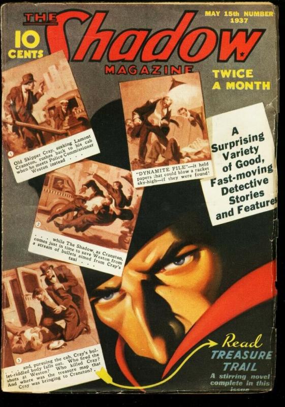 SHADOW 1937 MAY 1  WALTER GIBSON  TREASURE TRAIL  PULP FN/VF 